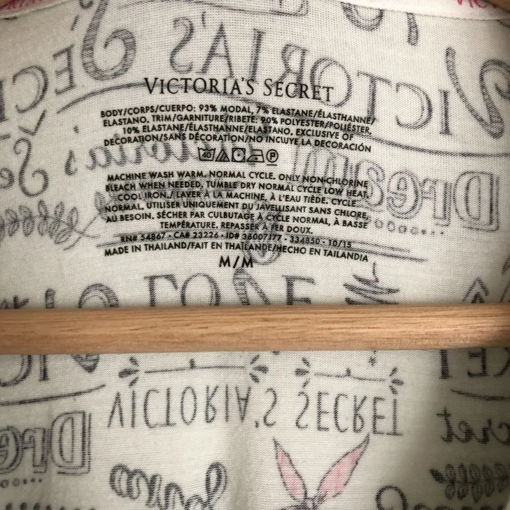 Victoria's Secret Script Print Nightgown Sleep Shirt Medium